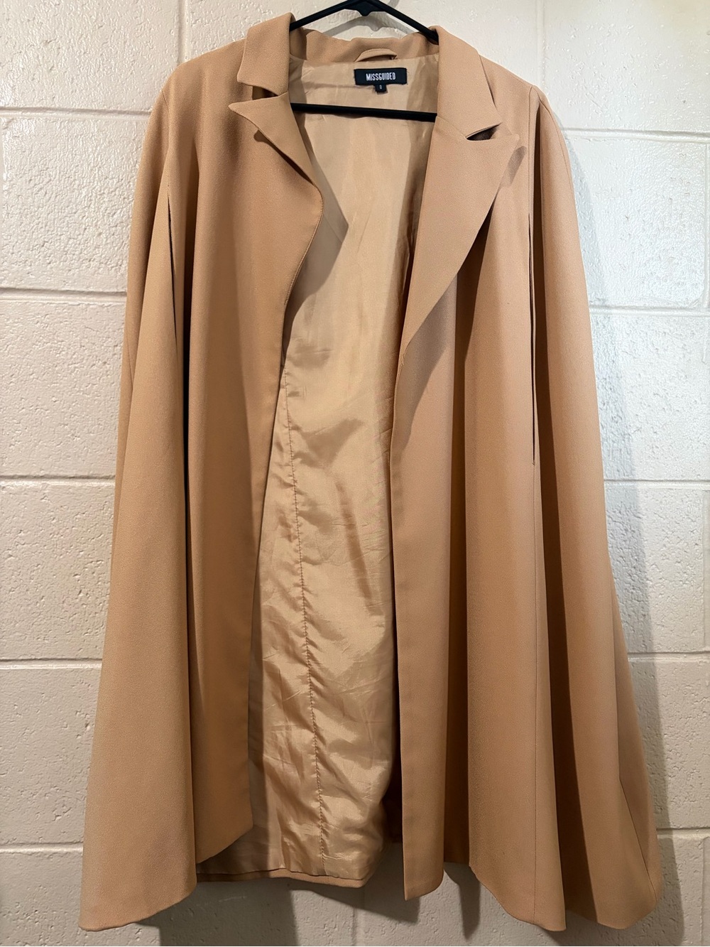 Missguided Tan Draped Open-Front Coat
